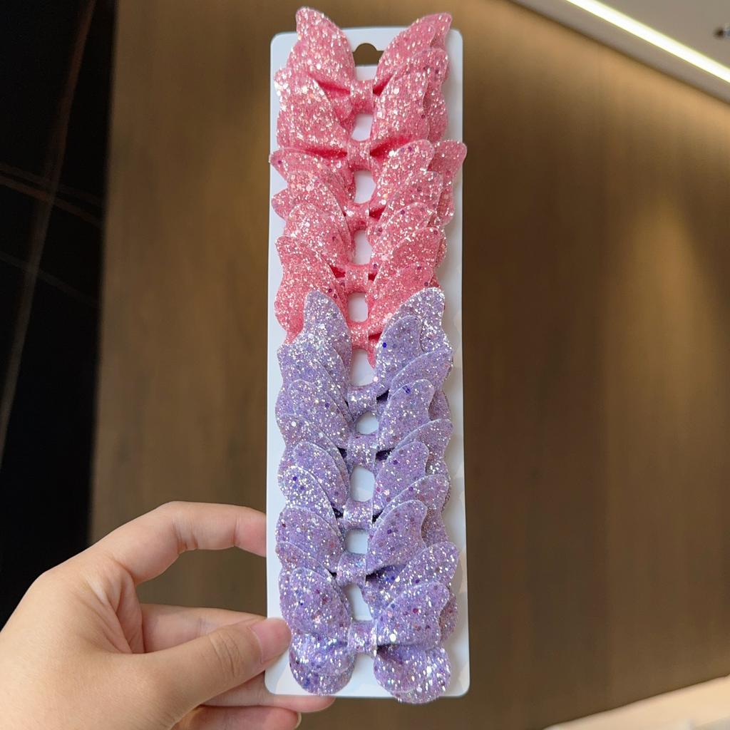 10 Stück Feste Schmetterlings-Haarschleifen und Haarspangen Baby Mädchen Leder Kinder Haarschmuck Haarnadeln Haarspangen Kopfschmuck Geschenk
