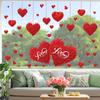 PVC Valentine's Day Window Stickers Love Heart Balloon Shape Pink Red Flower Rose Love Heart Window Decals Removable Static