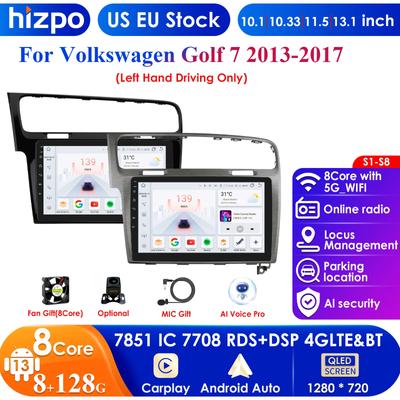 Hizpo 10.1 Carplay 4G 2 Din Android 13 Radio samochodowe do Volkswagen Golf 7 2013 - 2017 Czarny Szary Odtwarzacz wideo GPS DSP Inteligentne Autoradio RDS
