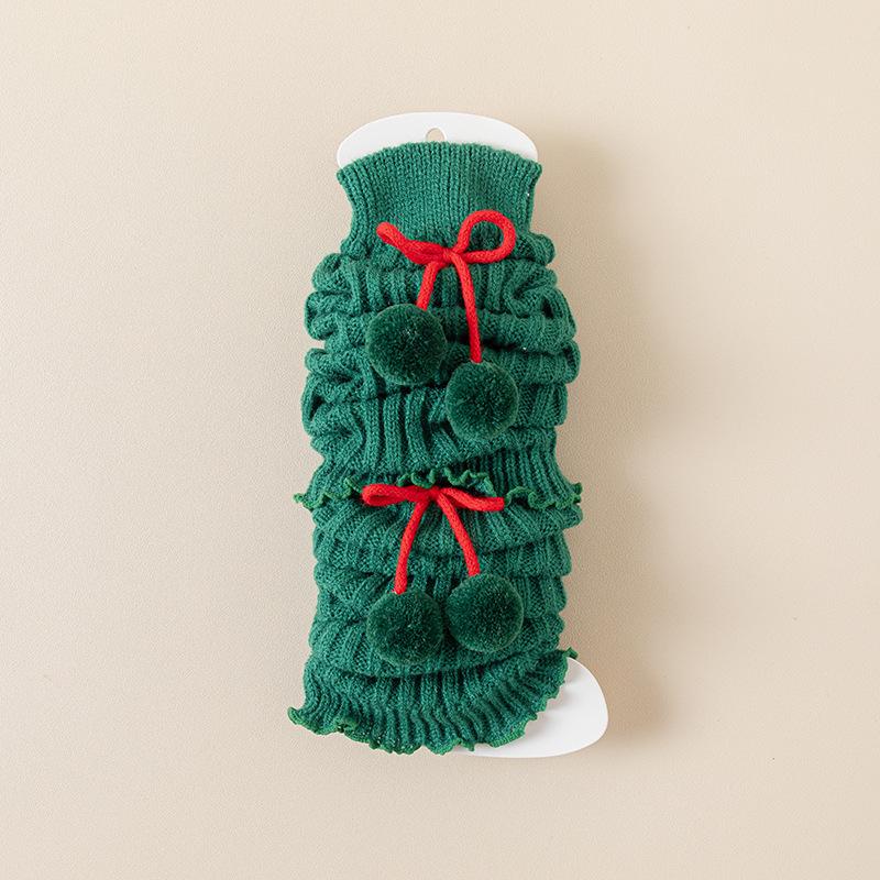 Rote Weihnachts-Beinstulpen für Mädchen, Verdickte Wadenlange Socken für Kinder