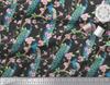 Soimoi Black Poly Crepe Fabric Pink Flower|Branch & Peacock Bird Print Fabric by the Yard 42 Inch