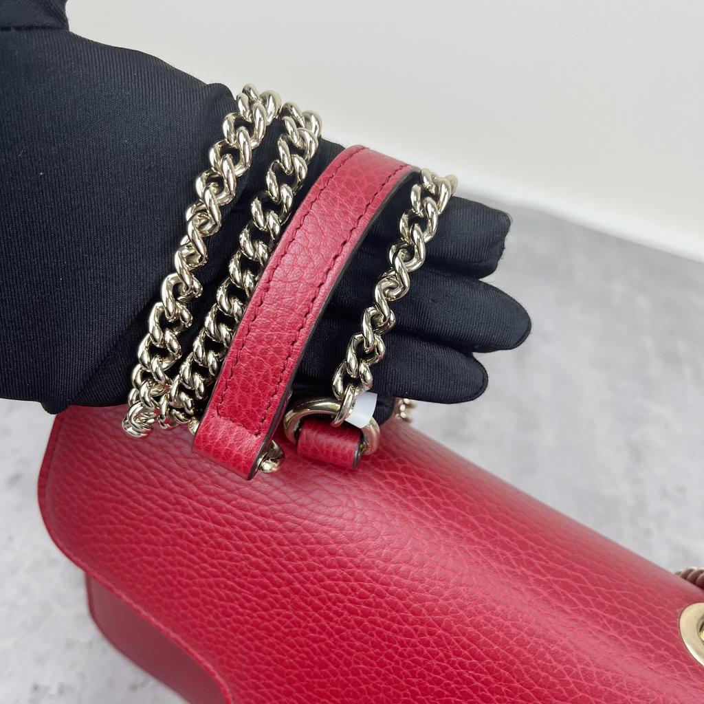 [Pre-Owned] Gold Double G Chain Shoulder Strap Crossbody Accordion Bag - Excellent #19II9SQ