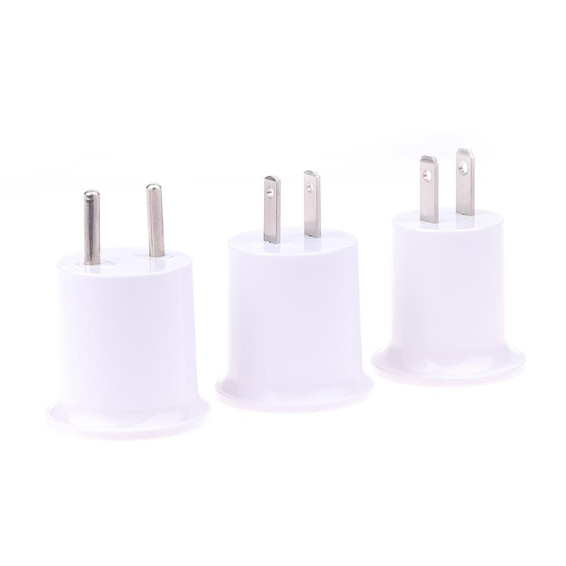 1Pc America European Plug E27 Lamp LED Bulbs Base E27 To EU US Plug Lamp Holder Converter Socket Adapter White Light Socket