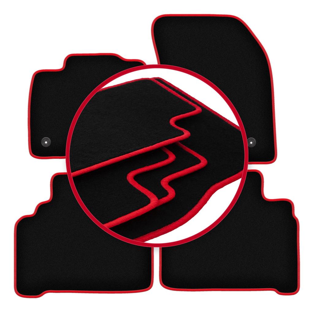 Tapis de sol en velours avec bordure rouge pour: Minivan Ford Galaxy MK3 (2015-)