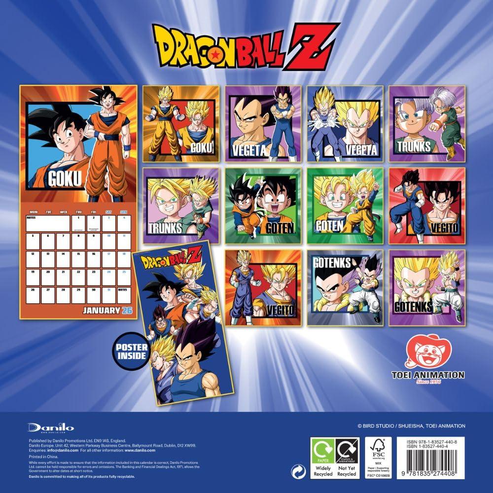 Dragon Ball Z 2026 Square Wall Calendar