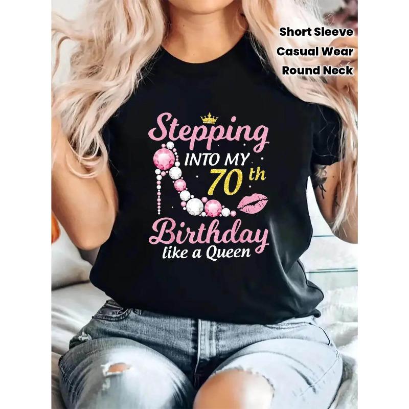 

Printed Women S Round Neck Short Sleeve T-Shirt, Perfect for Casual Outings, Festive Gifts, And Gatherings with S чёрный