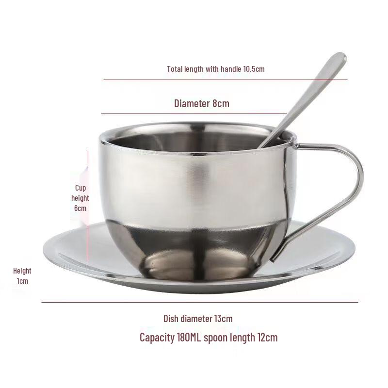 Milan Double-Layer 304 Stainless Steel Coffee Cup Set