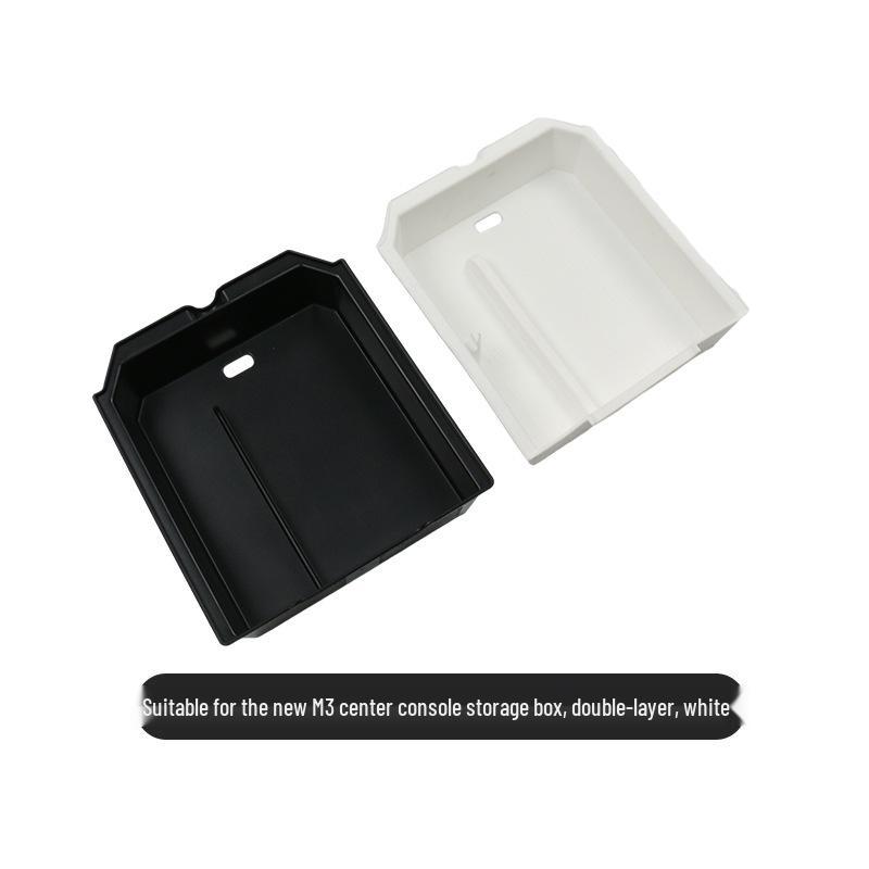 Tesla Model 3 Facelift Double-Layer Center Console Glasses Holder & Storage Box Accessory.