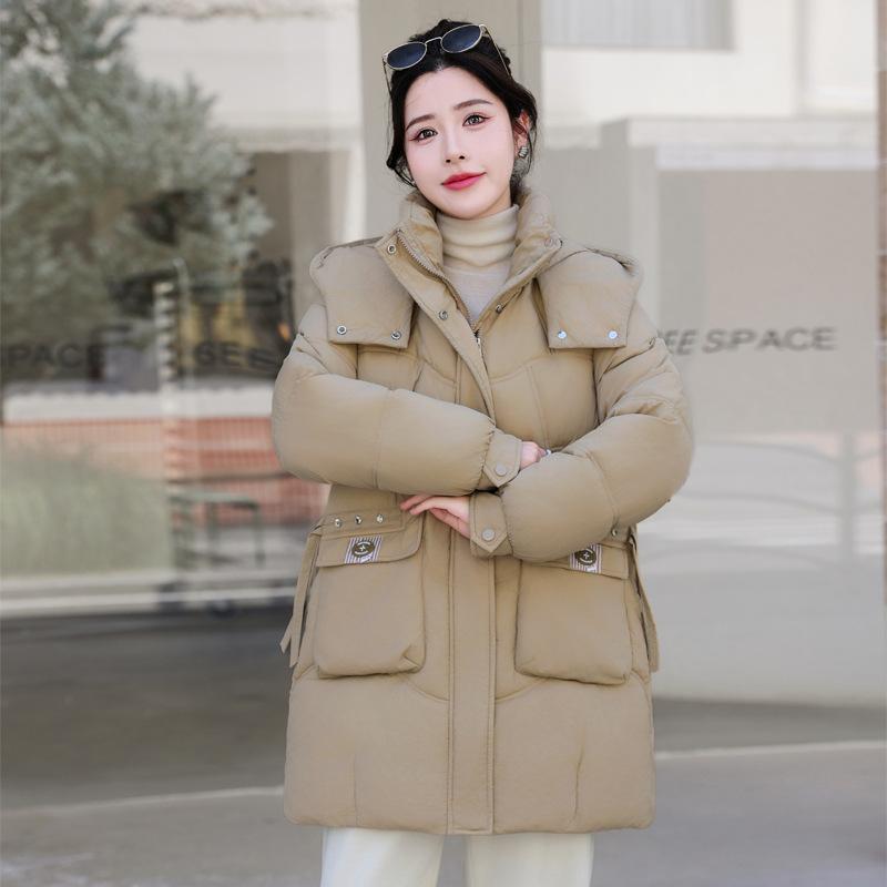 Autumn and Winter Korean Version Hooded Bread Jacket, Thick Down Cotton Jacket, Medium To Long Down Jacket, Loose Outer Jacket, Cotton Jacket