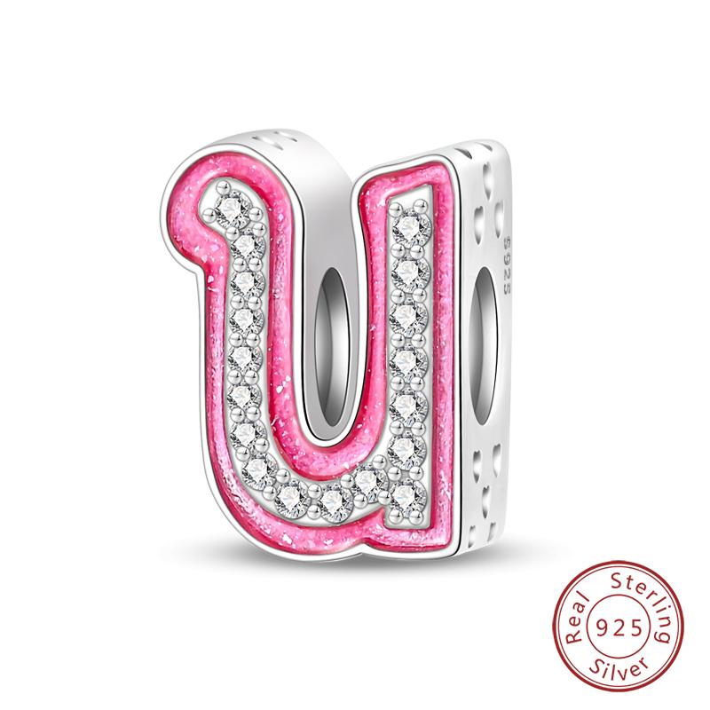 Copper Princess Pink 26 Letters Charm Bead Charms Bead Charms 3mm Do It Yourself Birthday Fine Jewellery Making