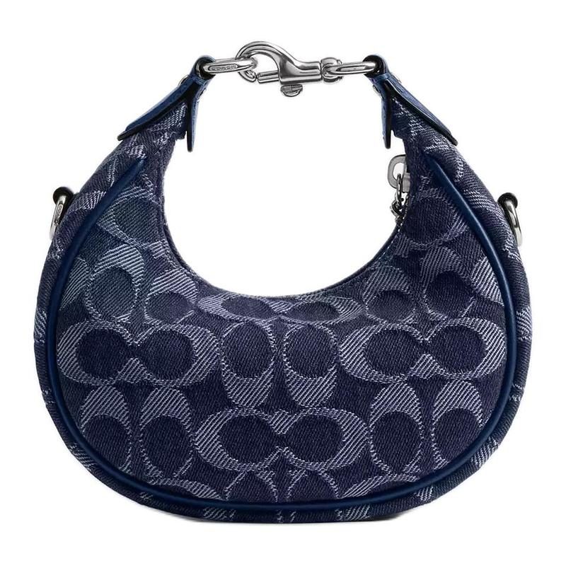 Coach JONIE 15 Logo Print Silver Hardware Signature Denim Shoulder Crossbody Tote Mini Women's Blue