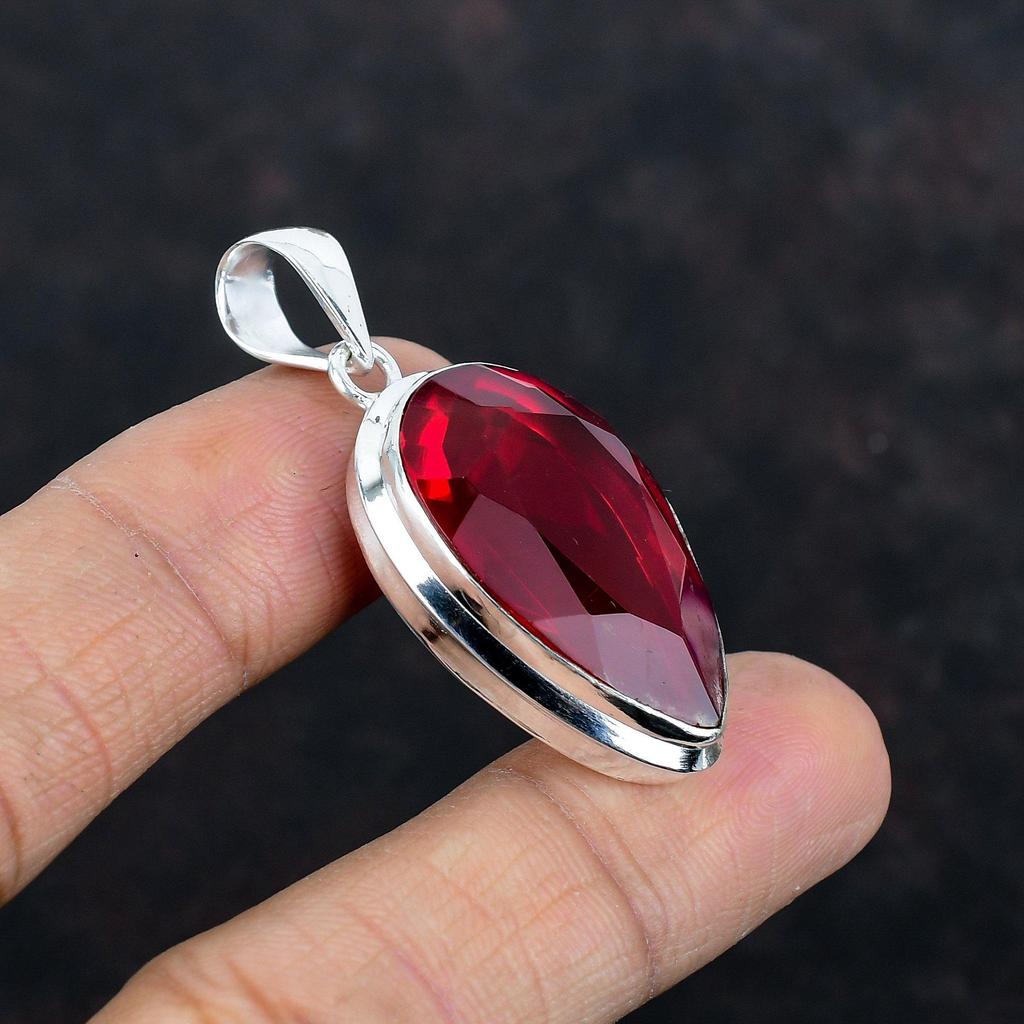 Faceted Mozambique Garnet Pendant 925 Sterling Silver Pendant Handmade Gemstone Pendant Antique Jewelry Birthstone Pendant Engagement Gifts