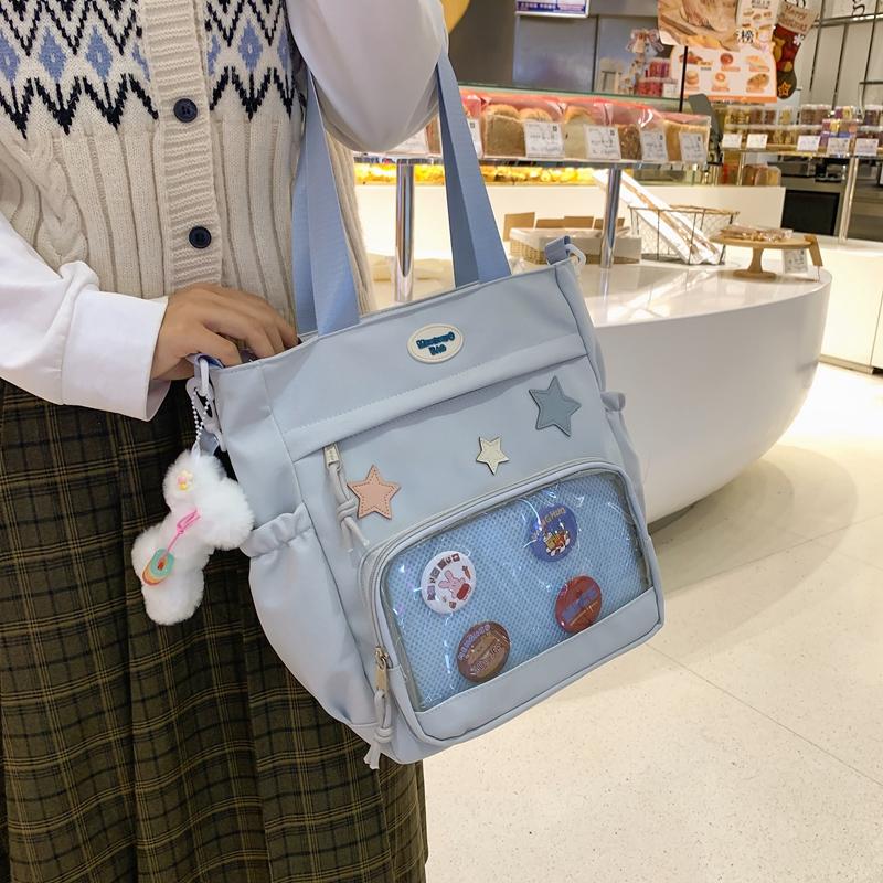 Geantă de umăr transparentă Geantă pentru cărți pentru studenți Geantă cu stele, geantă hobo