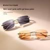 Leopard Head Rimless Sunglasses: Women's & Men's Small Square Frame