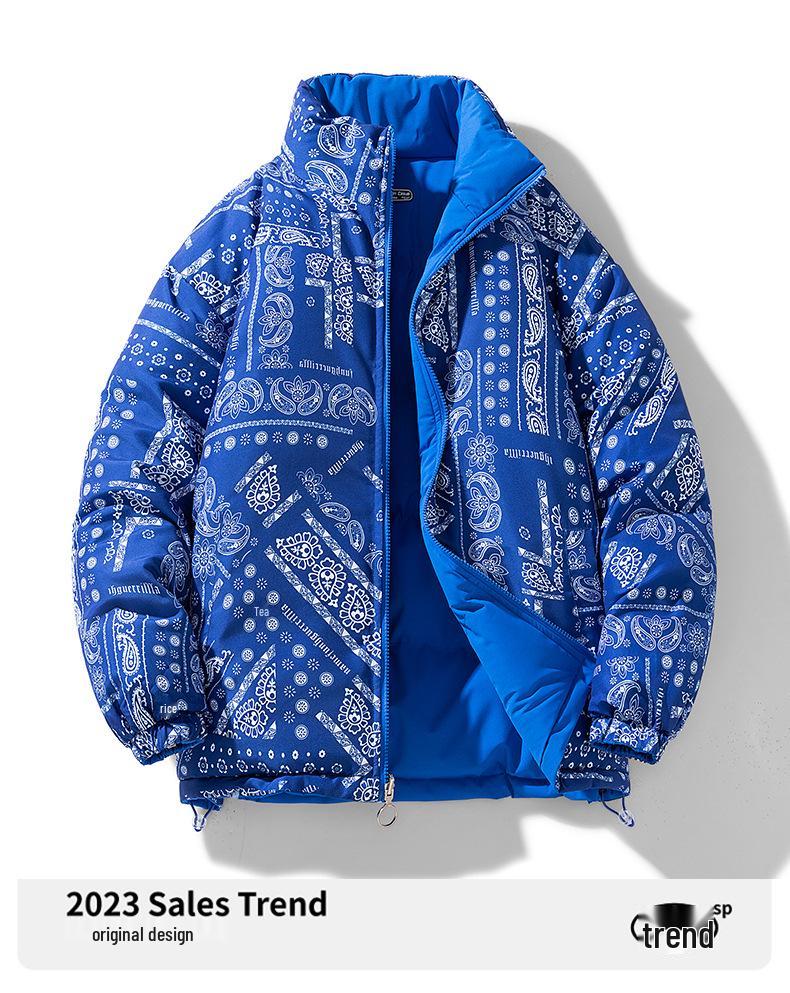 Men's Trendy Thickened Cotton Jacket - Autumn/Winter Stand-Up Collar Warm Short Coat