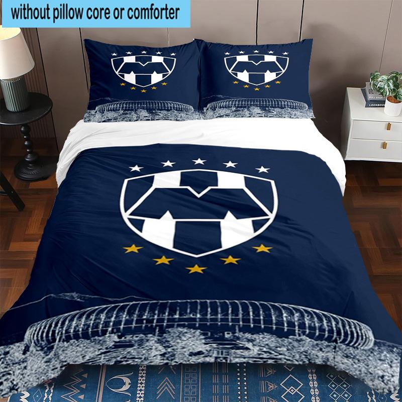3pcs Monter-rey Football Crest Art Printed Bedding Set Duvet Cover Closure Includes 1 Duvet Cover & 2 Pillowcases Bedding Sets Home Decor Gifts