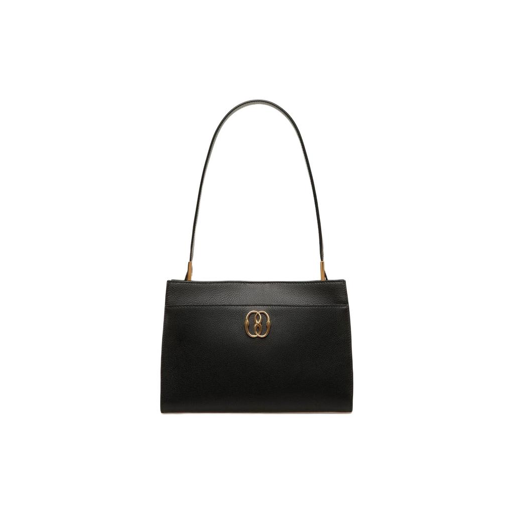 Bally Emblem Fashion Casual Solid Color Grain Leather Tote Shoulder Bag Women bags Black 6306504
