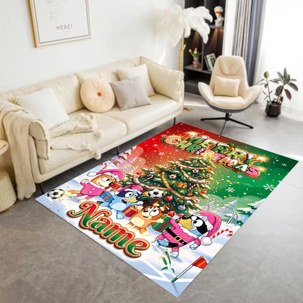 Soccer Fun Bluey Customize Your Name Area Rug Design for Bedrooms Dining Room Living Rooms Foyer Antislip Carpet Office home decor Wedding Party Gift