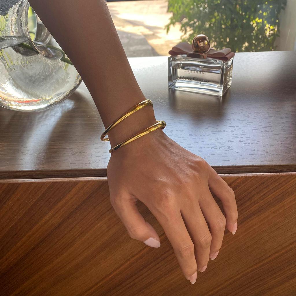 Yori Waterproof Stainless Steel Metal Geometric Open Cuff Bracelet Bangle Statement Gold Color Jewelry Women Bijoux