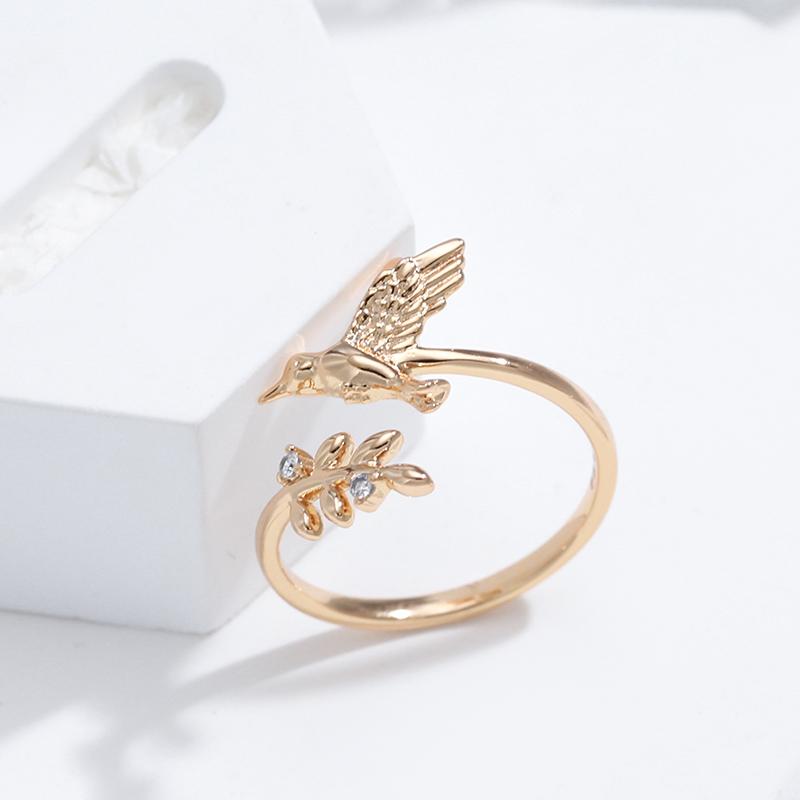 Kinel Bride And Leaves lahtised sõrmused naistele Roosa kullavärvi peened ehted