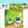 Charming Black Windmill Castle Resin Figurine Adorable Miniature Decor For Succulents