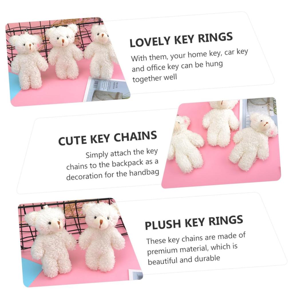 BCOATH 3-Piece Pearl Fleece Bear Mini Doll, Wedding Favor, Mini Stuffed Bear, Plush Toy, Small Bear, Small Plush Toy