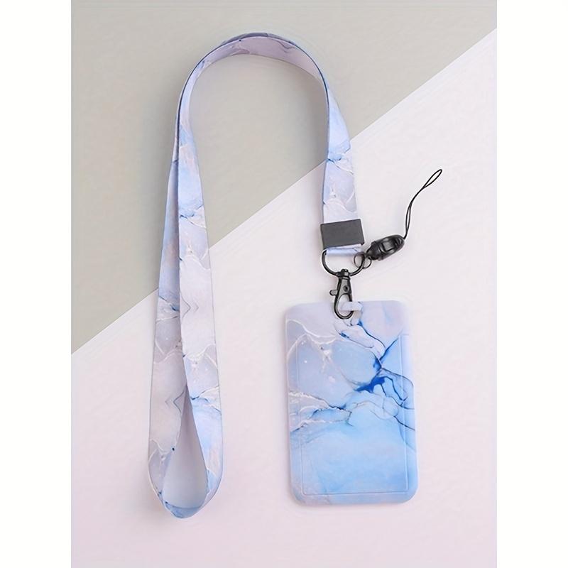 

1 шт., креативный раздвижной бейдж с мраморным узором, чехол для проездного на автобус для студентов, удобный держатель для автобусной карты, рабочей карты синий