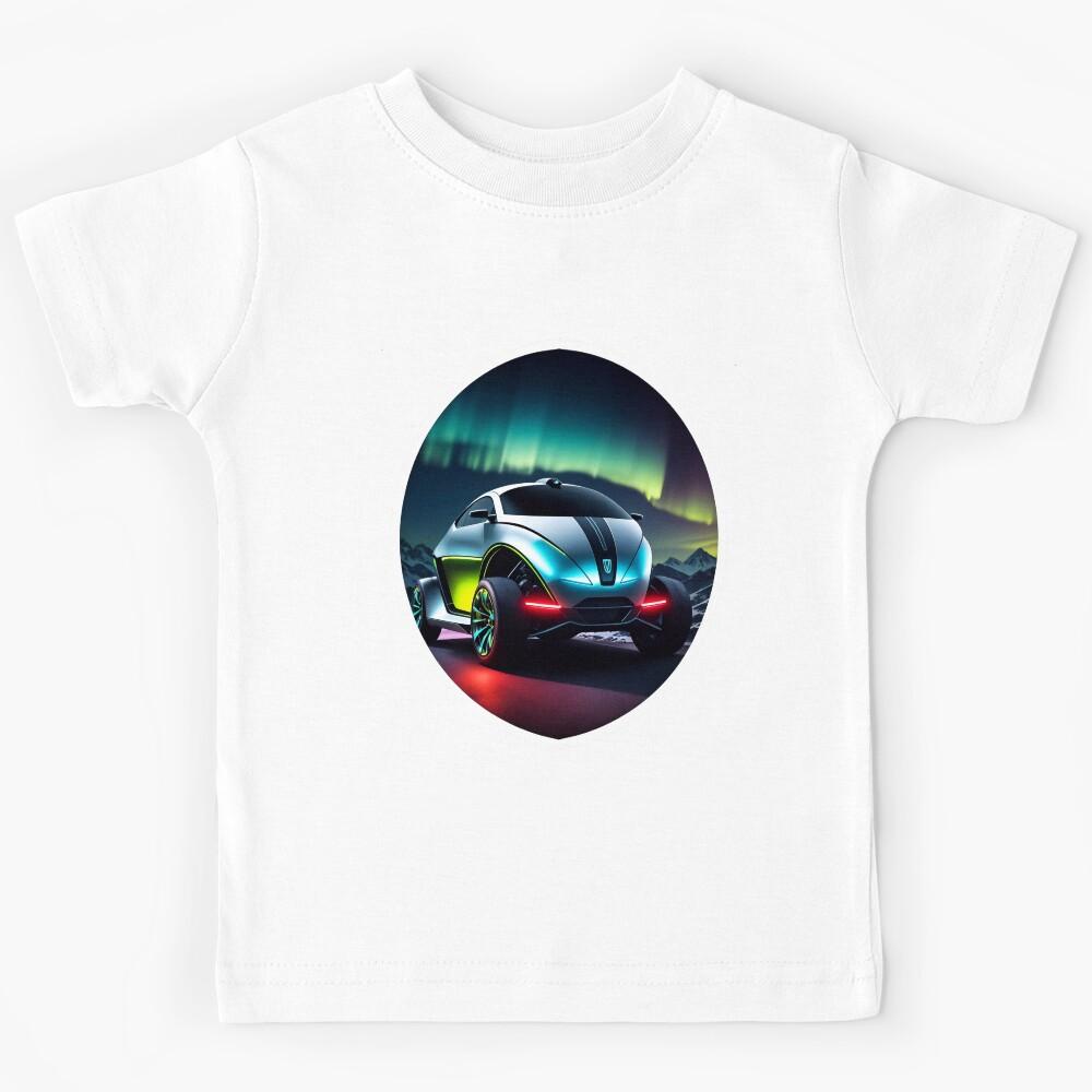 Futuristic Electric Car Under The Northern Lights Kids T-Shirt 140