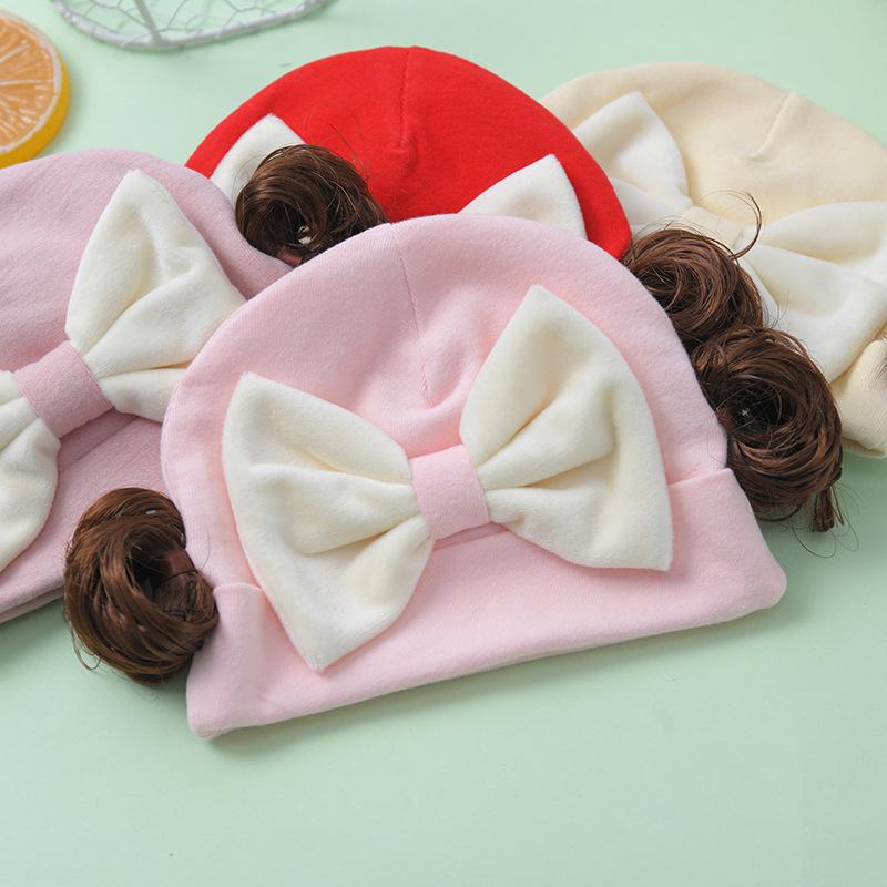 Infant Bow Warm Pullover Cotton Hat for Newborn Girls