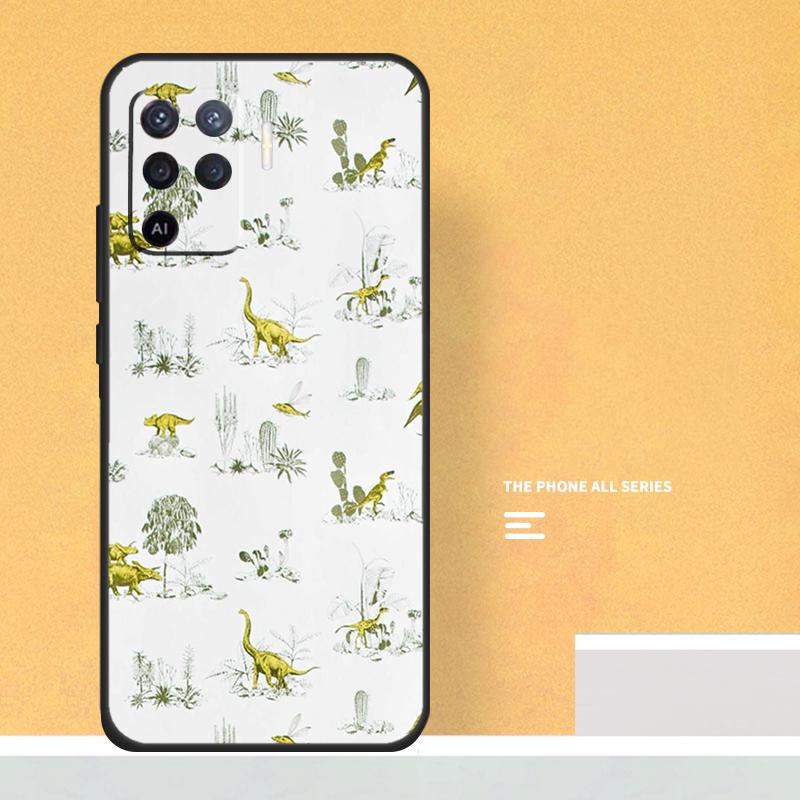 Dinosaur Pattern Case For Oppo A40 A60 A80 A78 A98 A58 A38 A18 A54 A74 A94 A96 A76 A16 A15 A17 A57 A5 A6 Pro