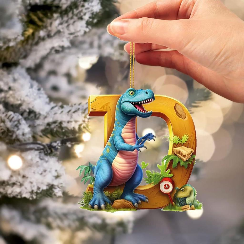 Letter Dinosaur Acrylic Pendant Christmas Tree Hanging Oranment Navidad 2024 New Year Christmas Decorations for Home