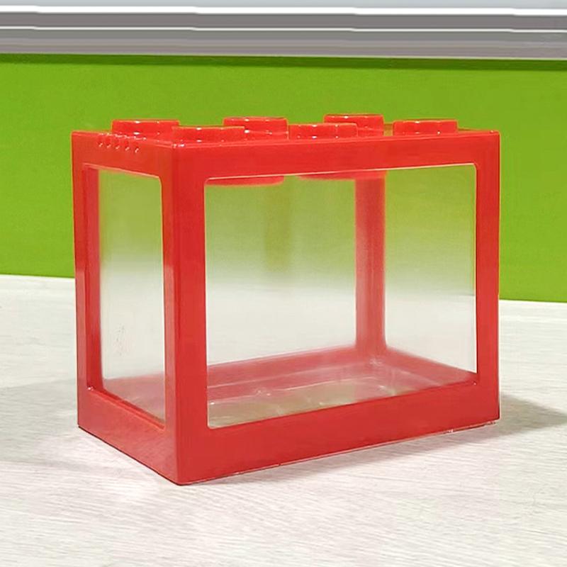 1Pc Home Block Fish Tank Fighting Fish Tank Small Desktop Mini Fish Tank Stackable Creative Design Aquarium