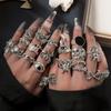 24 Pcs Gothic Skeleton Unisex Ring Set For Women Man Punk Grunge Butterfly Frog Jewelry Hip Hop Party Street Ring Accessories