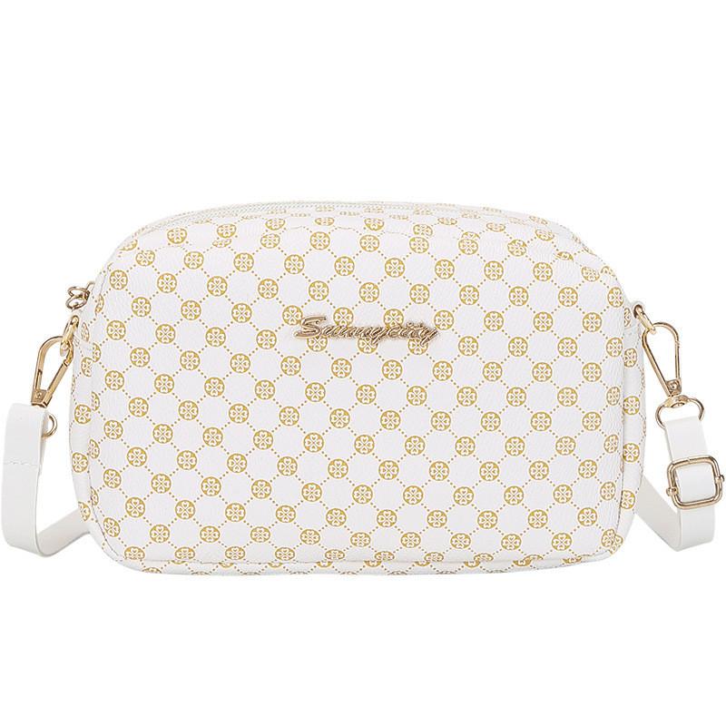 2021 Ladies Bags Sweet And Fresh Floral Print Small Square Bag With Chain Shoulder Strap White