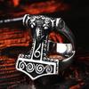 Vintage Viking Thor's Hammer Ring Mens Nordic Odin Rune Ring Stainless Steel Jewelry Biker Amulet Gift Wholesale