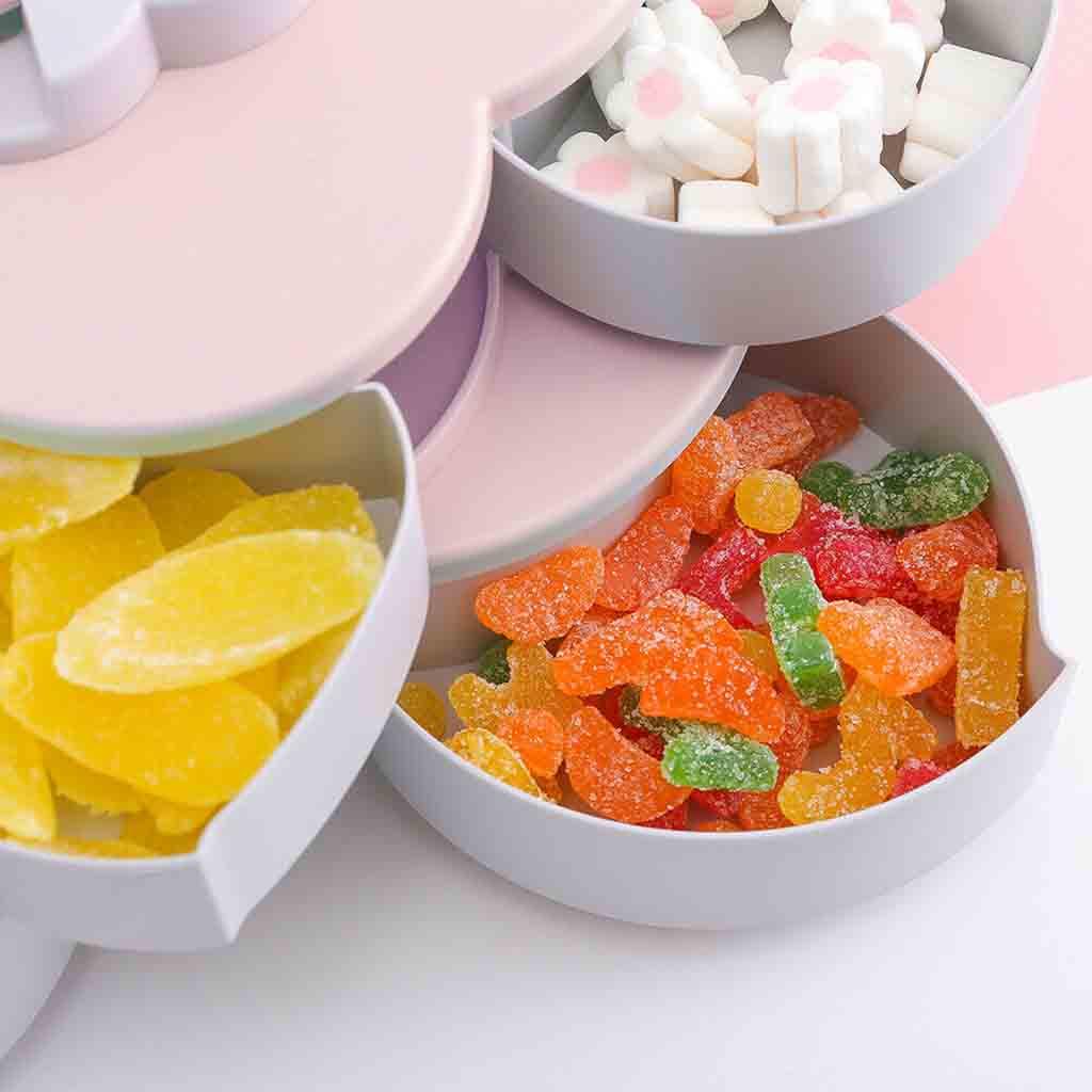  Rotating Snack Box Flower Design Candy Food Storage Box Jewelry Organizer