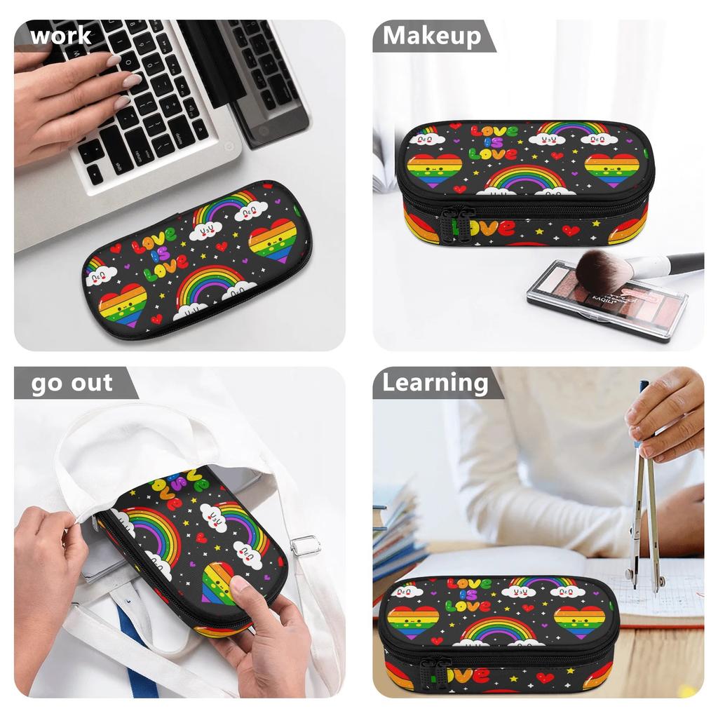 Pencil Bag Easy Open Zipper Organized Storage 300D Polyester with Mesh Pocket Removable Divider and Pen Slots for Classroom Use
