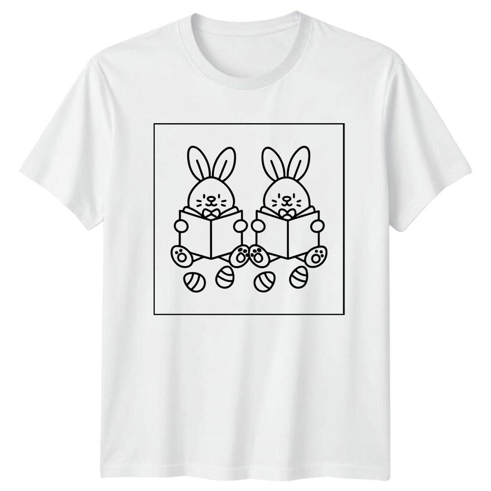 Easter Bunny Reading Book Holidays Unisexs TShirt Unisexs Tee Graphic a S