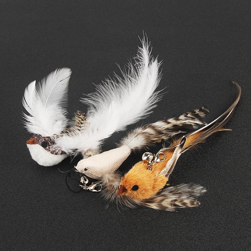 2PCS Fake Bird Accessories oF Funny Cat Stick Feather Cat Toy Cat Teaser Stick DIY Pet Toy