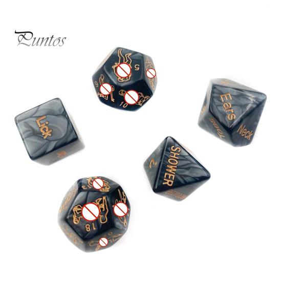 

Игровой набор из 5 игральных костей Naughty Dice, светящиеся в темноте акриловые игральные кости Sexy Love для вечеринки в паре с золотыми узорами чёрный