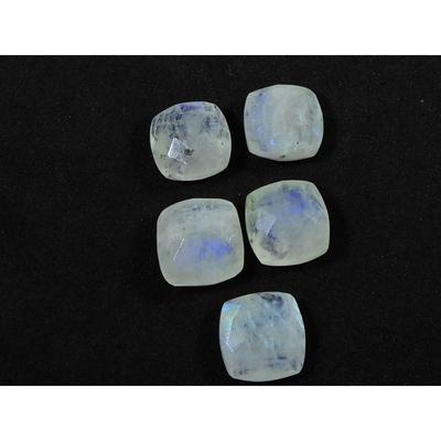 12X12MM Natural Rainbow Moonstone Briolite Square Cut Gemstone 5 Pcs Lot RML-923
