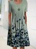 2023 Floral Print Round Neck Midi Dress for Women - Spring/Summer Collection