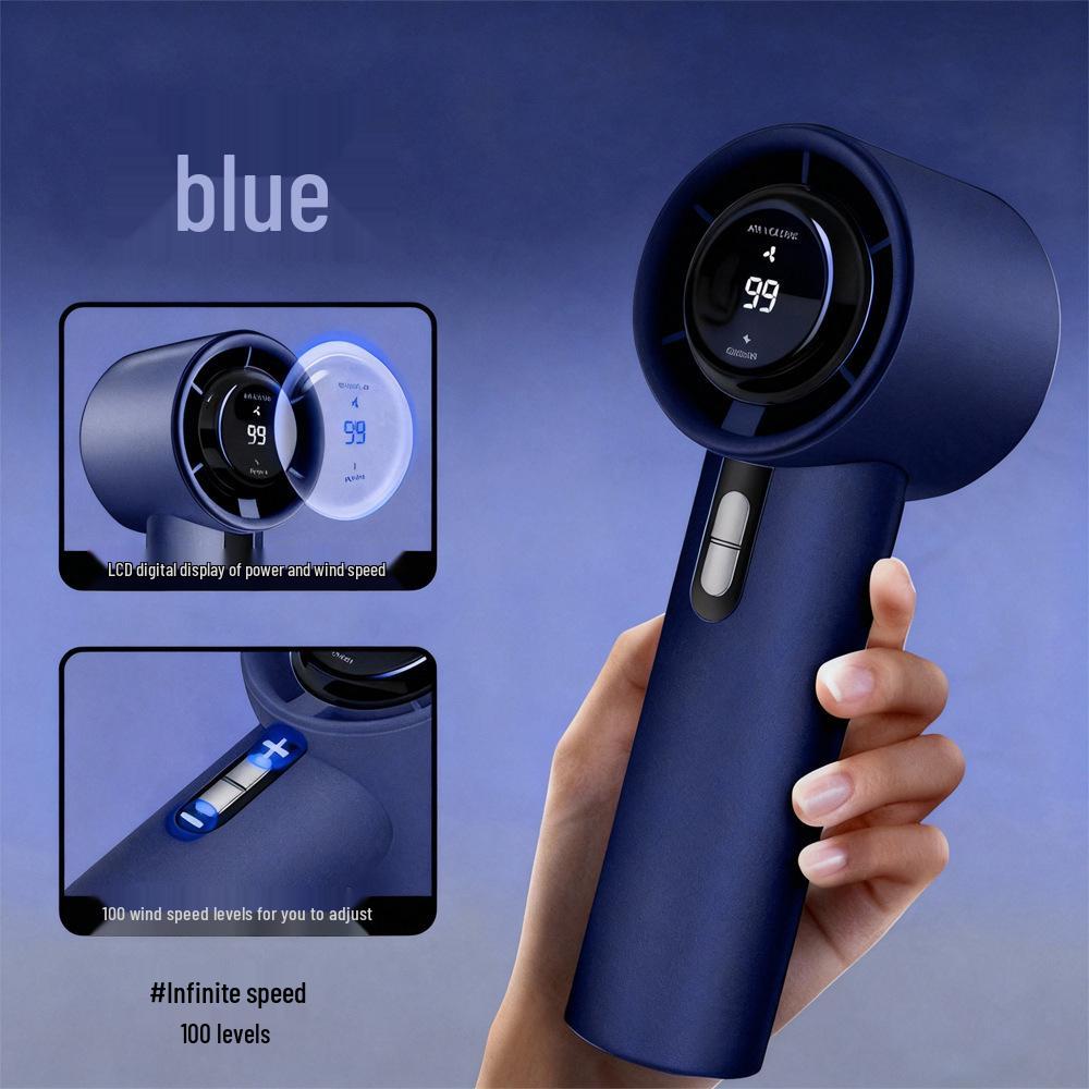Southeast Asia 638 High-Speed Rechargeable Turbo Handheld Fan with Digital Display - 100-Speed.