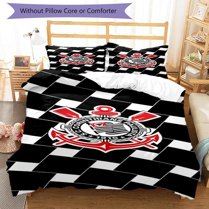 Sport Club Football Crest Printed Pattern Duvet Cover Set – includes 1 duvet cover and 2 matching pillowcases Bedroom decor Christmas gifts