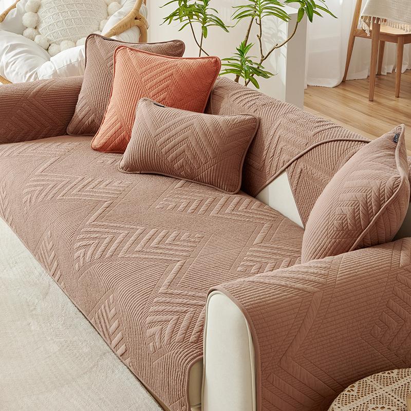 Washed Cotton Sofa Cushion Four Seasons Universal Non-Slip Pure Cotton Fabric Cushion Sofa Cover All-Inclusive Universal Cover Towel