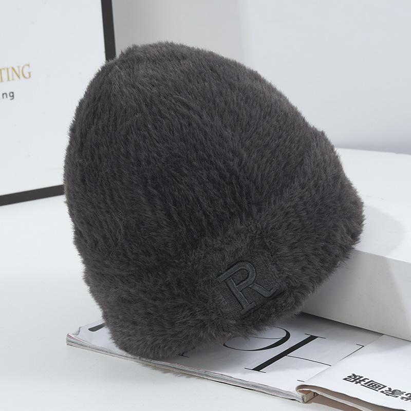 New Hat for Women's Warm Imitation Mink Knitted Hat Korean Style Versatile Windproof Ear Protection Wool Hat Versatile Cold Hat Men