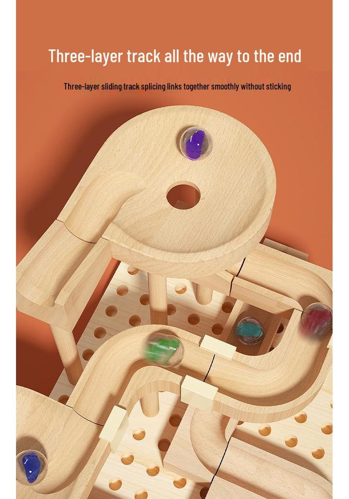 Kids' Educational Wooden Marble Run Toy: Assemble Track for Intelligence Development