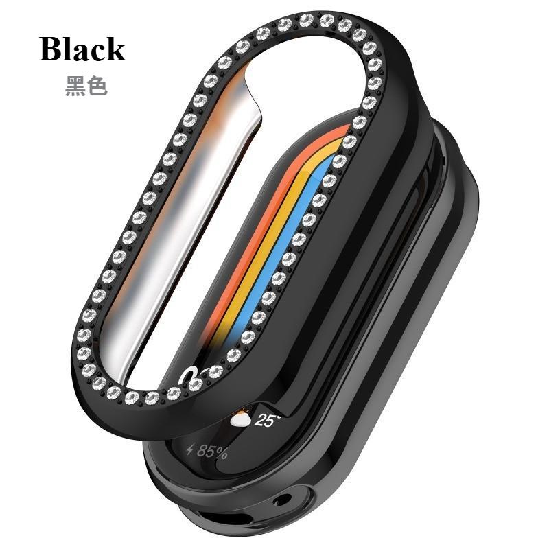 

Защитный чехол с бриллиантами для Xiaomi Mi Band 9/8, чехол-протектор, ПК-оболочка для MiBand 8/9 Pro, чехол-оболочка, модные аксессуары Mi Band 9 чёрный
