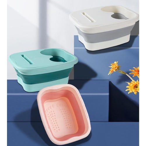 Foldable Foot Bath Bucket, Compact Storage, Space-Saving, Keeps Feet Warm, Lightweight, Portable, for Home Use (White)