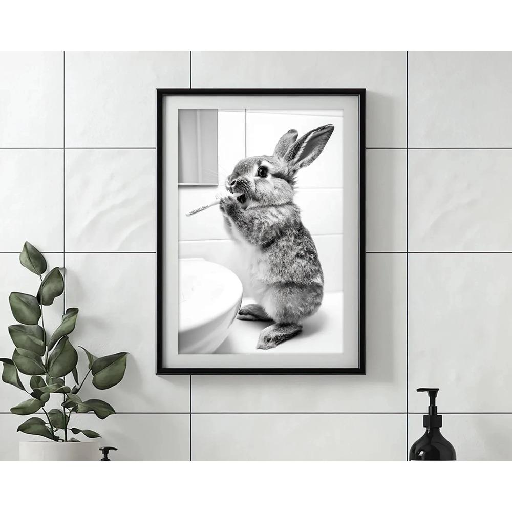 Zähneputzen Tierkunst Poster Löwe Affe Pferd Kaninchen Hund Katze Adler Lustige Badezimmer Wandaufkleber Badezimmertiere Hausdekoration